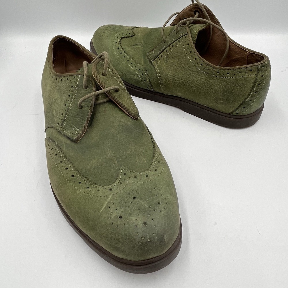 Polo Ralph Lauren Orrick Wingtip Green Suede Oxford Shoes Men's 8 Stylish Showy